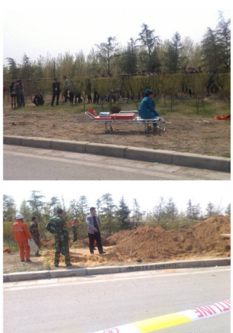 河南郑州道路塌方 施工工人被埋