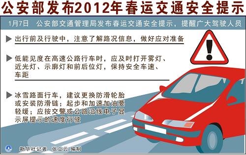公安部发布2012年春运交通安全提示